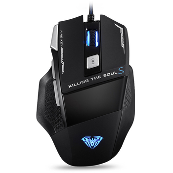 Mouse de gaming cu cablu, macro-programabil, 6 butoane, DPI 2000, USB, ergonomic