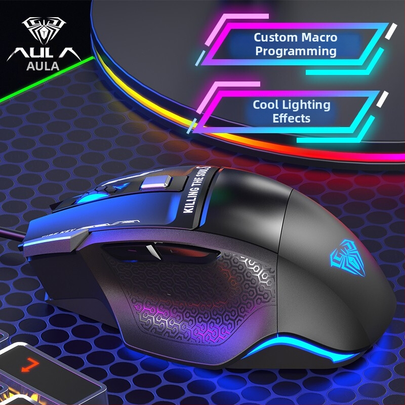 Drôtová herná myš s makro programovaním, 6 tlačidiel, DPI 2000, USB, ergonomická