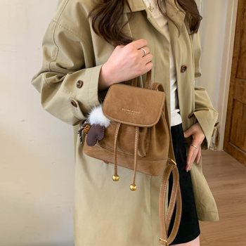 Rucsac PU catifea cu închidere cu fermoar, căptușeală poliester, buzunar laminat cu fermoar, compartiment mezzanine – geantă de oraș zilnică pentru femei