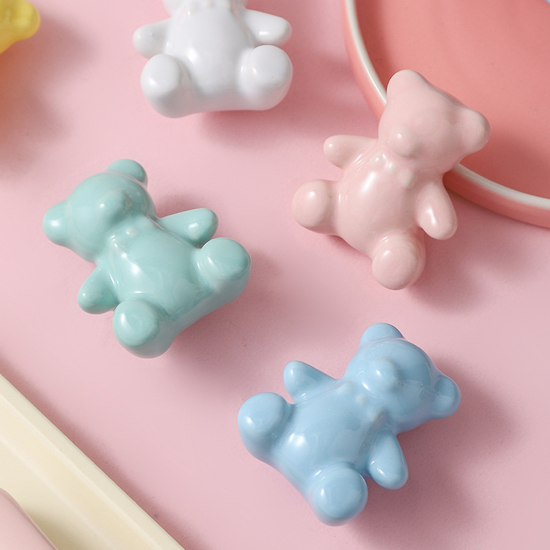 Mâner Teddy Bear pentru dulap și sertare - ceramică, glazură colorată, model 546, Peng E