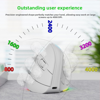 Bezdrôtová vertikálna ergonomická myš s dvojitým režimom (2.4G/Bluetooth), 4000dpi, 9 tlačidiel, dobíjateľná, dosah až 10 m