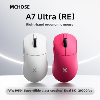 Herná myš s káblovým a 2,4G bezdrôtovým pripojením, PAW3950 senzor, 42000 DPI, ergonómia pre pravú ruku