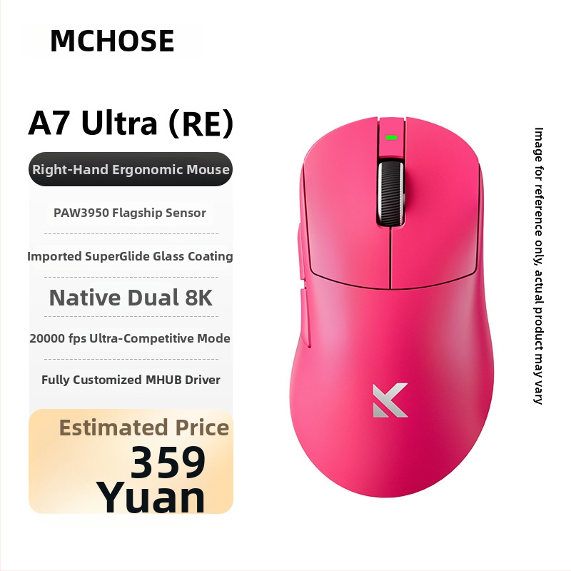 Herná myš s káblovým a 2,4G bezdrôtovým pripojením, PAW3950 senzor, 42000 DPI, ergonómia pre pravú ruku