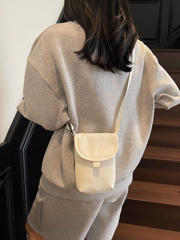 Geantă de umăr unisex din nylon, formă verticală pătrată, închidere magnetică, buzunar pentru telefon