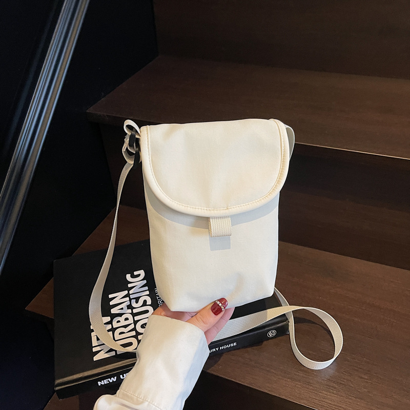 Geantă de umăr unisex din nylon, formă verticală pătrată, închidere magnetică, buzunar pentru telefon