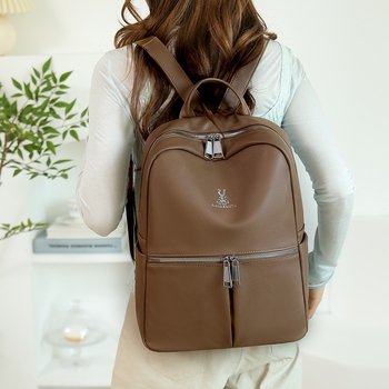 Rucsac feminin din PU, capacitate mare, închidere cu fermoar, impermeabil și ușor, compartimente interioare: buzunar cu fermoar, buzunar pentru telefon