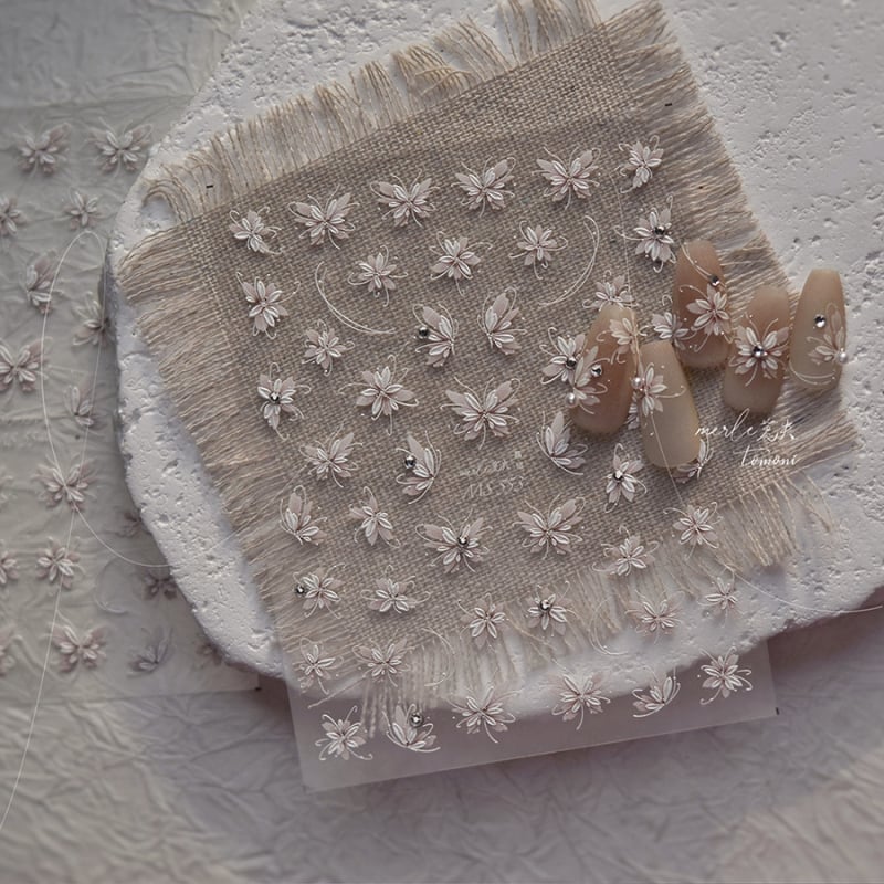 Körömdekorációs matrica – kristálygyémántok, virágok és pillangók, rajzfilm mintázat, minimalist stílus