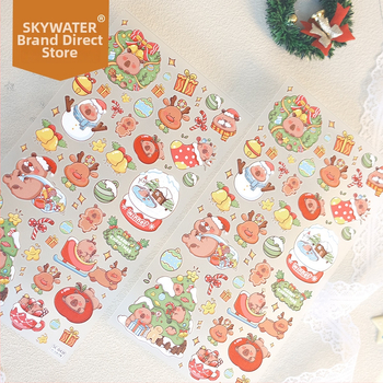 Reljefinis lipdukas mobiliajam telefonui: Kalėdinė kapibara, mielas stilius, universali suderinamumas