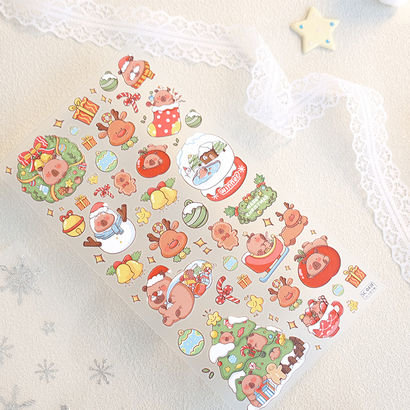 Reliefes matrica mobiltelefonhoz: Karácsonyi capibara, aranyos stílus, univerzális kompatibilitás