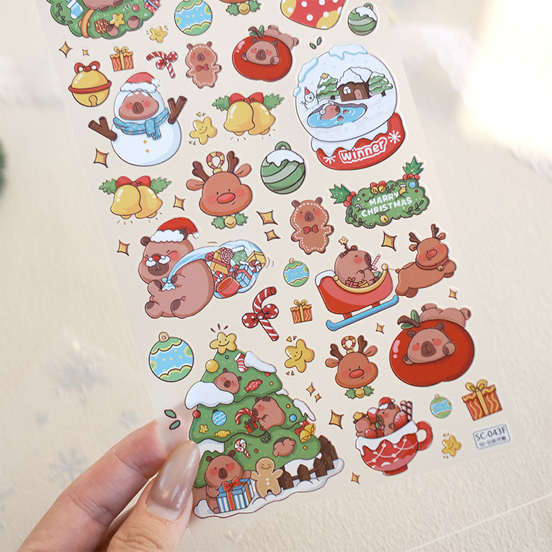 Reliefes matrica mobiltelefonhoz: Karácsonyi capibara, aranyos stílus, univerzális kompatibilitás