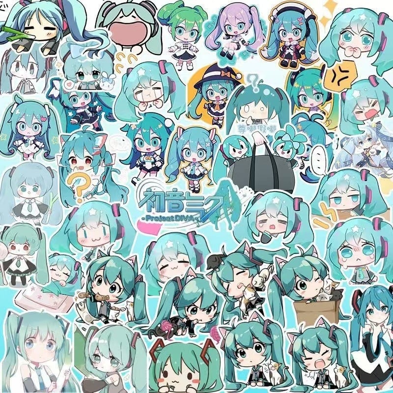 Set naljepnica Hatsune Miku - 100 komada, za telefon i bilježnicu, sladak stil, tisak