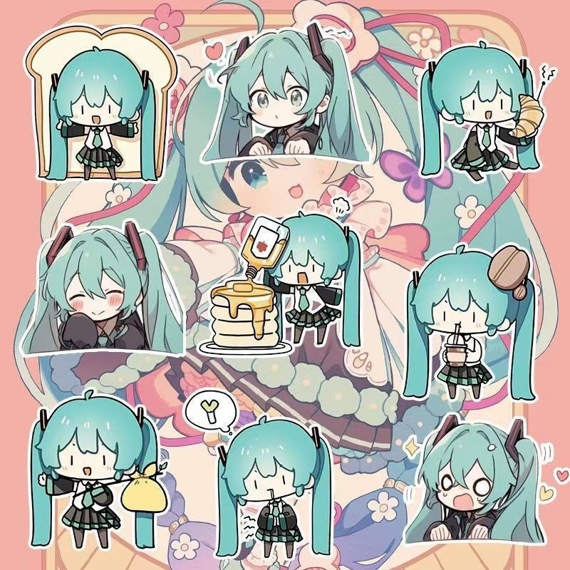 Set naljepnica Hatsune Miku - 100 komada, za telefon i bilježnicu, sladak stil, tisak