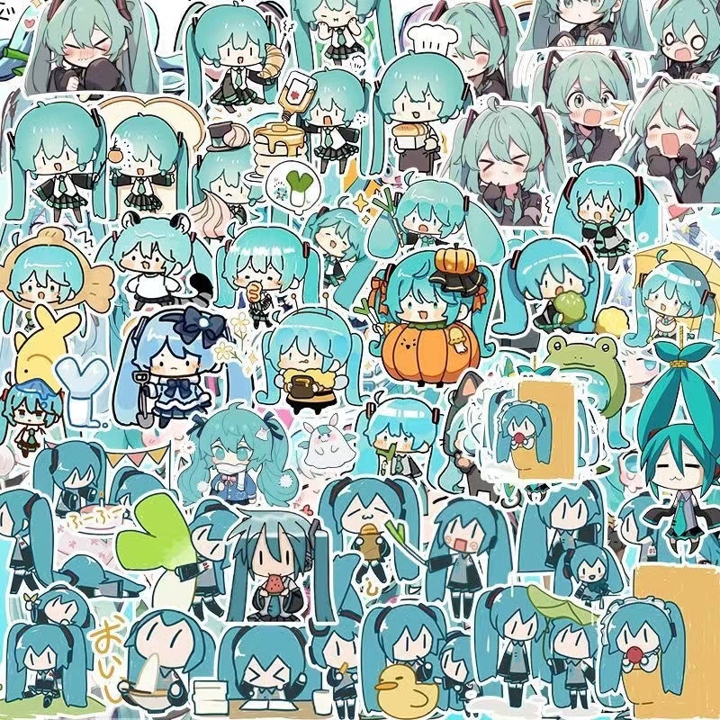 Set naljepnica Hatsune Miku - 100 komada, za telefon i bilježnicu, sladak stil, tisak