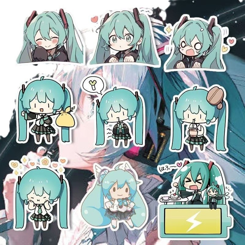 Set naljepnica Hatsune Miku - 100 komada, za telefon i bilježnicu, sladak stil, tisak