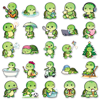 Set de stickere: 50 țestoase caricaturale cu ochi rotunzi drăguți; stil drăguț; marca Full of; greutate 30 g; imprimare offset