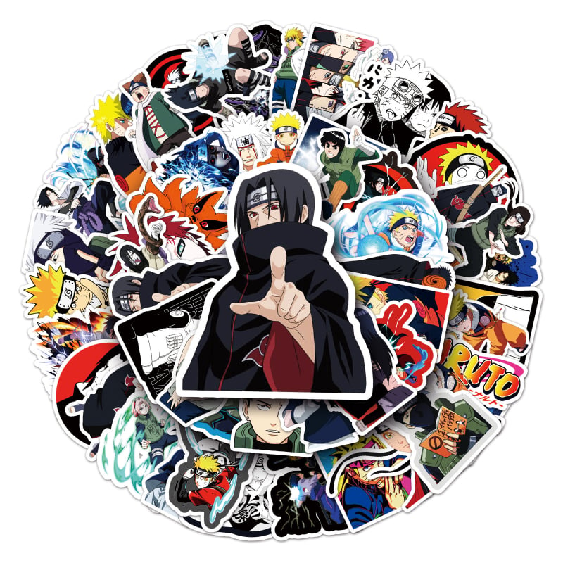 Naruto graffiti vodootporne naljepnice za prtljagu, laptop, auto i telefon — samoljepljive, offset tisak, japanski stil, Cartoon serija