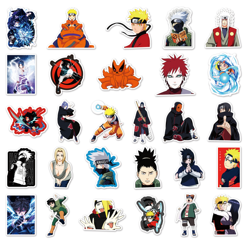 Naruto graffiti vodootporne naljepnice za prtljagu, laptop, auto i telefon — samoljepljive, offset tisak, japanski stil, Cartoon serija