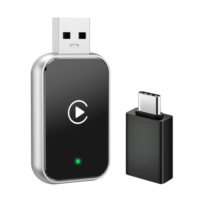 Cutie CarPlay wireless pentru mașină – interfață USB/Type-C, alimentare 5V, ABS cu textură metalică pulverizată, model Usb wireless carplay smart car box, compatibilă cu autovehicule care susțin CarPlay cablat