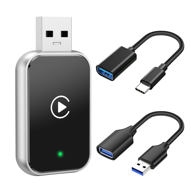 Cutie CarPlay wireless pentru mașină – interfață USB/Type-C, alimentare 5V, ABS cu textură metalică pulverizată, model Usb wireless carplay smart car box, compatibilă cu autovehicule care susțin CarPlay cablat