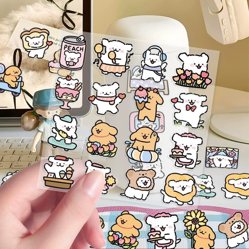 Stiker za kućište telefona — 100 konturnih ilustracija štenaca, PVC materijal, crtani stil, bez prilagodbi