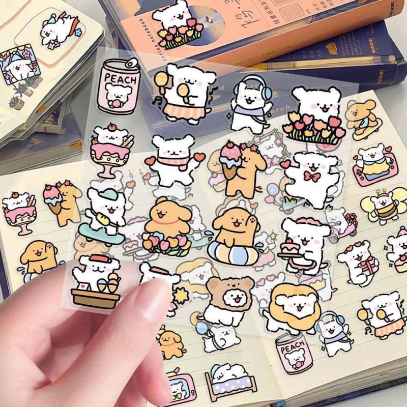 Stiker za kućište telefona — 100 konturnih ilustracija štenaca, PVC materijal, crtani stil, bez prilagodbi