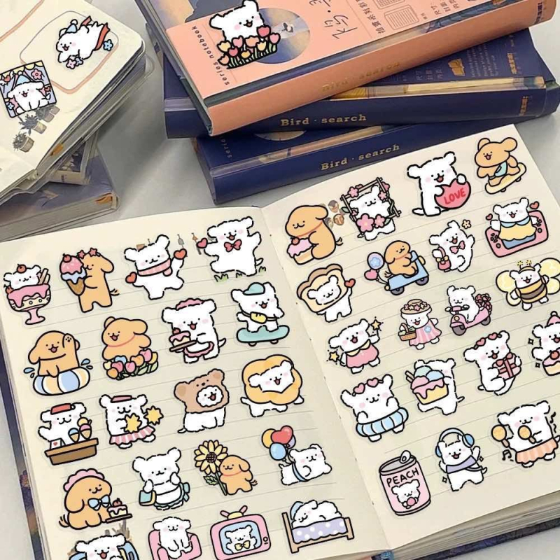 Stiker za kućište telefona — 100 konturnih ilustracija štenaca, PVC materijal, crtani stil, bez prilagodbi