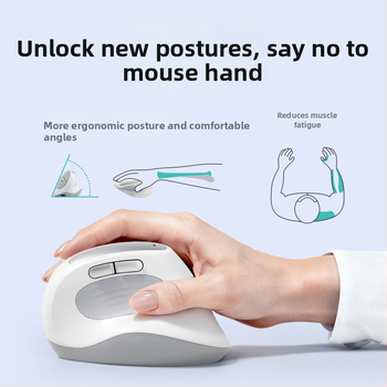 Bow ergonomski vertikalni miš — tri načina napajanja, 1600 DPI, 6 tipki, 2.4G/Bluetooth, USB