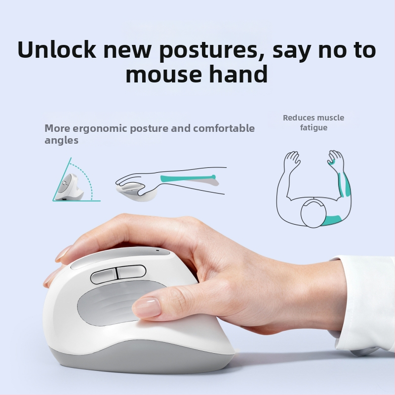 Bow ergonomski vertikalni miš — tri načina napajanja, 1600 DPI, 6 tipki, 2.4G/Bluetooth, USB