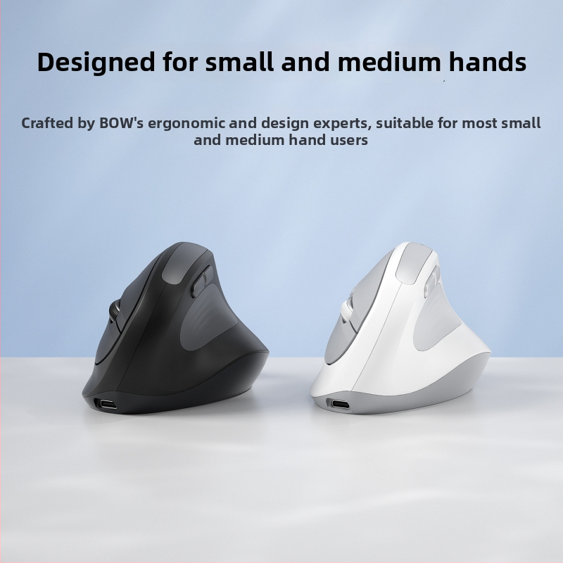 Bow ergonomski vertikalni miš — tri načina napajanja, 1600 DPI, 6 tipki, 2.4G/Bluetooth, USB