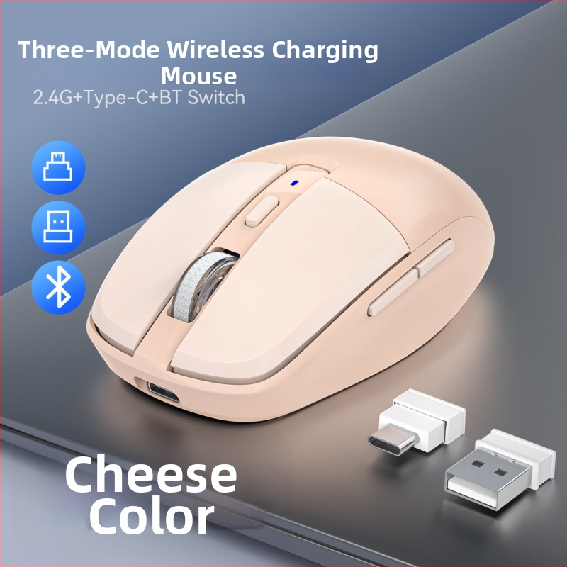 Bezdrôtová optická myš T25, 3200 DPI, 6 tlačidiel, dvojmódové bezdrôtové pripojenie (2.4G + Bluetooth), ergonomický dizajn, nabíjateľná cez USB kábel