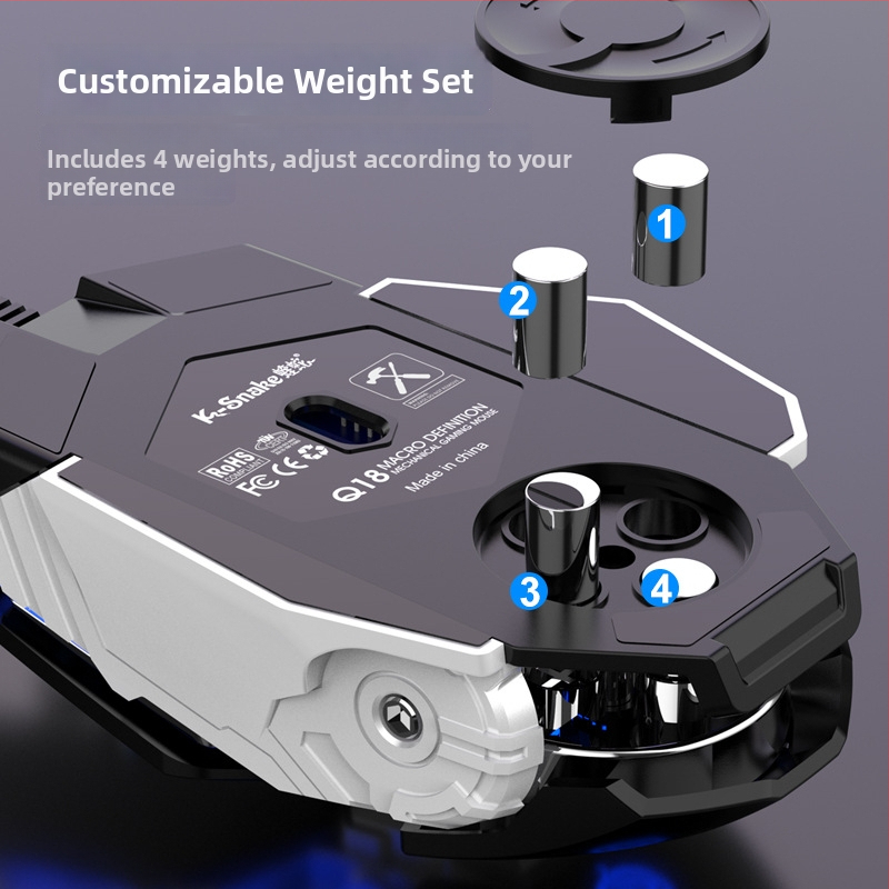 Q18 mänguhiir, juhtmega, optiline sensor, 5600dpi, 9 nupud, ergonoomiline, 6 DPI tase, 1.5m kaabel