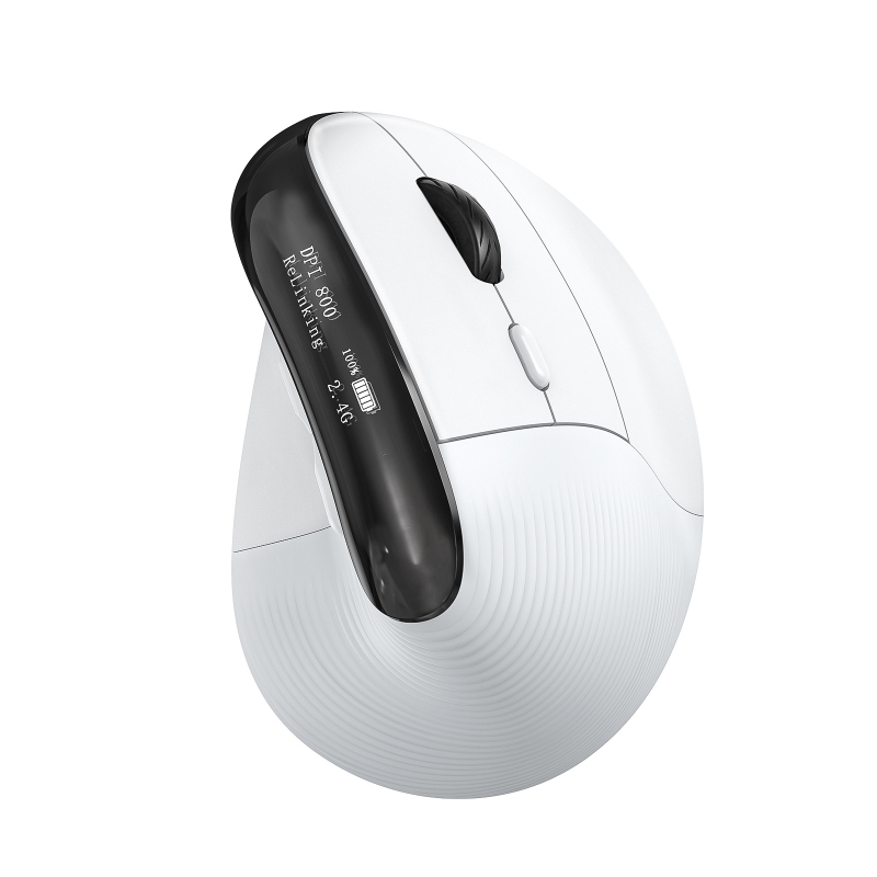 Ergonomska vertikalna bežična miška s USB sučeljem, 6400 DPI, 6 tipki, bežična veza 2,4 GHz i Bluetooth, punjiva baterija