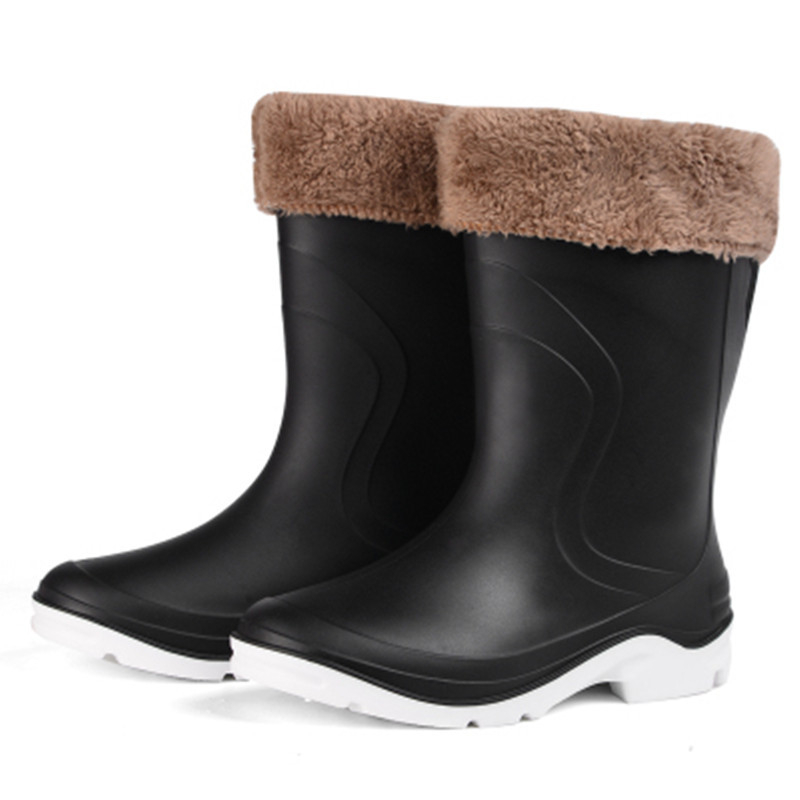 Cizme de ploaie pentru femei - lungime midi, vârf PVC gros, toc mic 1–3 cm, pentru toate sezoanele