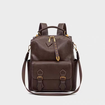 Unisex ruksak, vintage britanski stil, od prave kože, kompozitna kravlja koža, kapacitet ispod 20 L, naramenice s zračnim jastukom, PU podstava