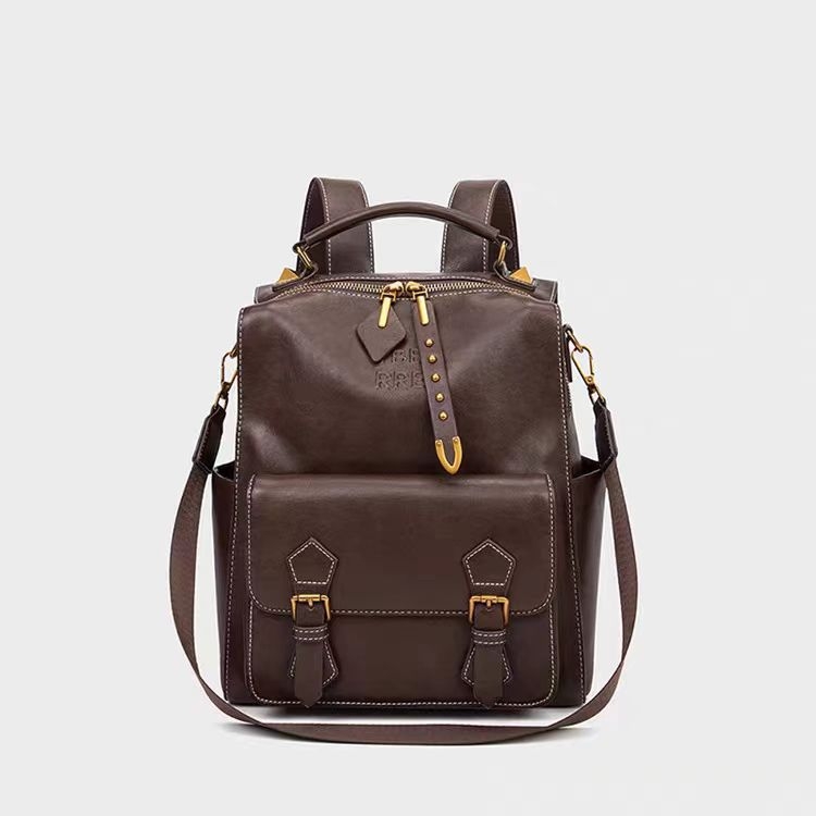 Unisex ruksak, vintage britanski stil, od prave kože, kompozitna kravlja koža, kapacitet ispod 20 L, naramenice s zračnim jastukom, PU podstava