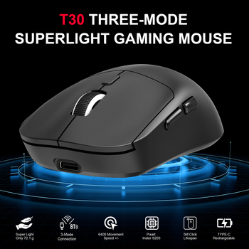 Bežični gaming miš s tri načina, Bluetooth 5.4, 6400 DPI, 6 tipki, USB
