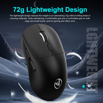 Bežični gaming miš s tri načina, Bluetooth 5.4, 6400 DPI, 6 tipki, USB