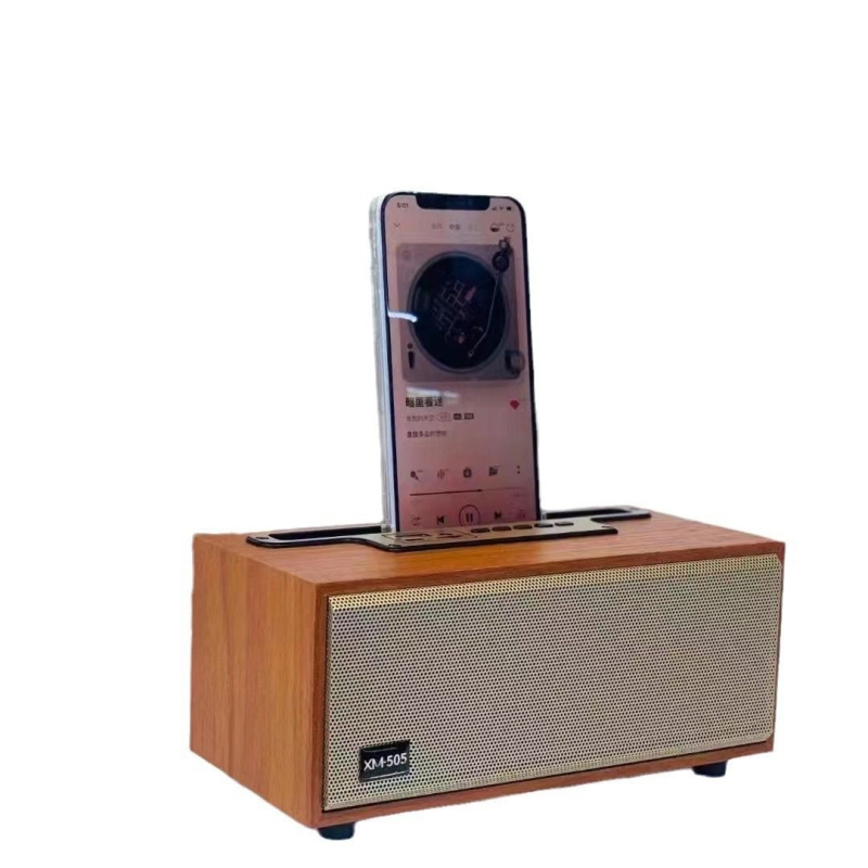 Bežični Bluetooth zvučnik za stolno korištenje s utorom za karticu, drveni retro kompaktni prijenosnik — Bluetooth verzija 5.3; nazivna snaga 8W; frekvencijski raspon 100 Hz–20 kHz; omjer signala i šuma ≥75 dB; ugrađena litij baterija 1000–1200 mAh