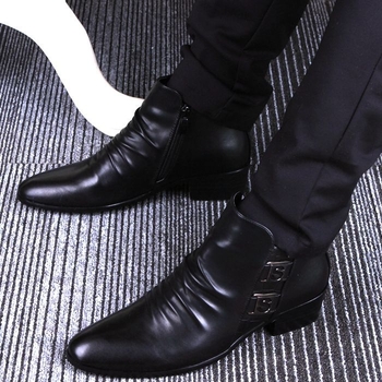 Ghete de bărbați, stil Martin, stil coreean, înălțire interioară, partea superioară din piele split