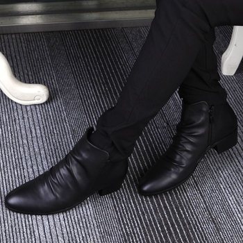 Ghete de bărbați, stil Martin, stil coreean, înălțire interioară, partea superioară din piele split