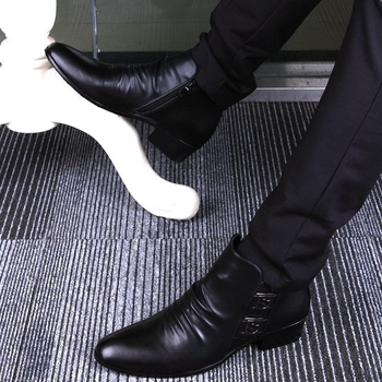 Ghete de bărbați, stil Martin, stil coreean, înălțire interioară, partea superioară din piele split