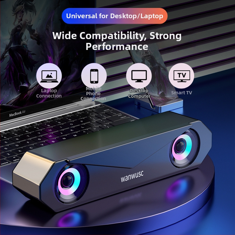 Desktopový reproduktor k počítaču s vstavanou batériou, 3,5 mm/USB/Bluetooth, frekvenčný rozsah 40 Hz–20 kHz, SNR ≥100 dB, hliníkové puzdro