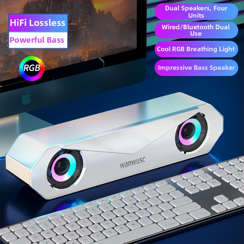 Desktopový reproduktor k počítaču s vstavanou batériou, 3,5 mm/USB/Bluetooth, frekvenčný rozsah 40 Hz–20 kHz, SNR ≥100 dB, hliníkové puzdro