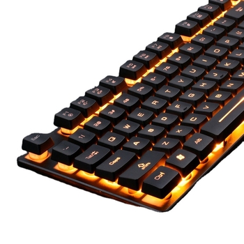 Tastatură de gaming cu USB cablată, iluminare de fundal, 104 taste, impermeabilă