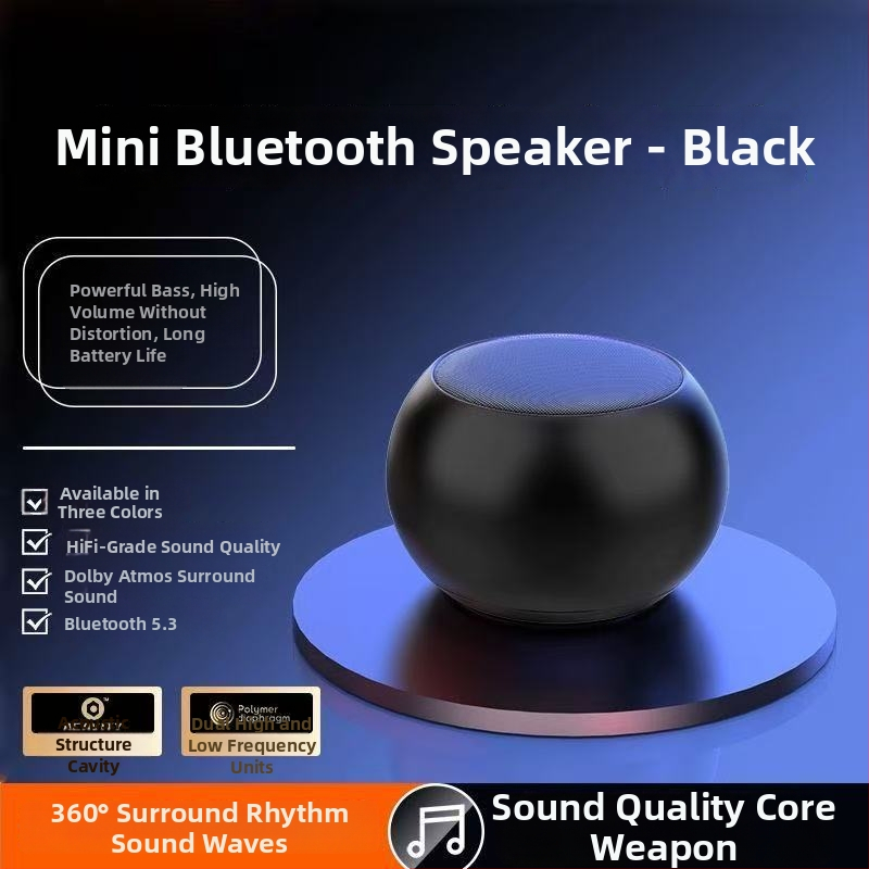 Bezdrôtový Bluetooth mini reproduktor s výkonným bassom, 5W, Bluetooth 5.3, rozsah 100 Hz–20 kHz, vstavaná batéria 2000–4000 mAh, Hi‑Fi zvuk