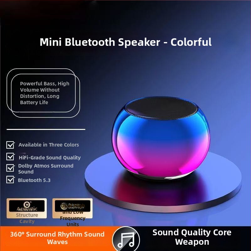 Bezdrôtový Bluetooth mini reproduktor s výkonným bassom, 5W, Bluetooth 5.3, rozsah 100 Hz–20 kHz, vstavaná batéria 2000–4000 mAh, Hi‑Fi zvuk
