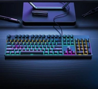 Tastatură mecanică, 104 taste, cablată, iluminare mixtă, switch cu ax verde