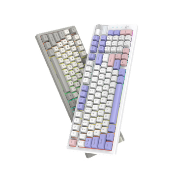 KYSONA Tastatură de gaming cu switch-uri roșii hot-swappable, conectivitate în trei moduri, 88–98 taste, iluminare RGB, cablu de 1.6 m, conectare la 3 dispozitive