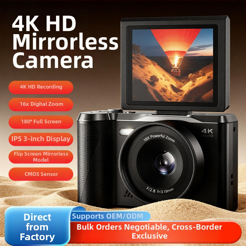 Ceļojumu bezspoguļu kamera ar atveramu ekrānu un periskopiskā tipa objektīvu (4K, CMOS sensoru, 3,0 collu LCD)