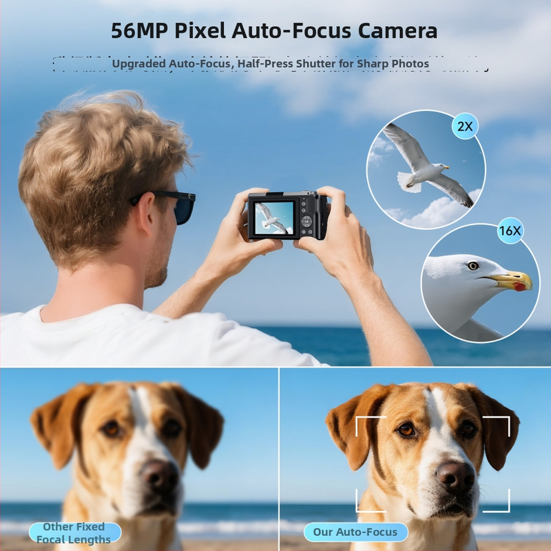 Ceļojumu bezspoguļu kamera ar atveramu ekrānu un periskopiskā tipa objektīvu (4K, CMOS sensoru, 3,0 collu LCD)